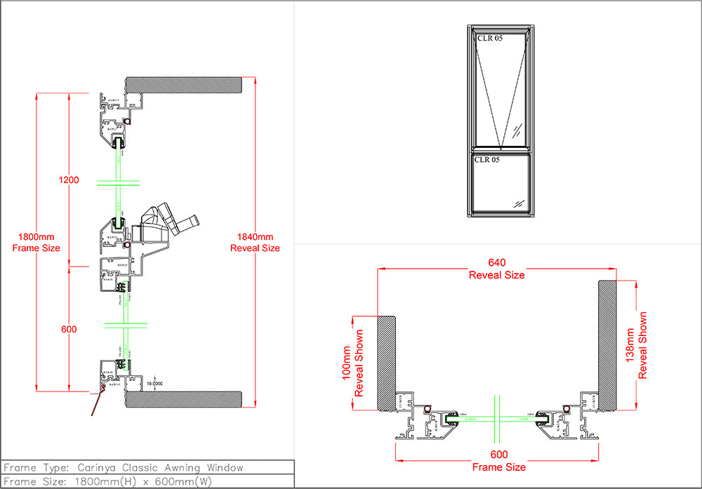 Awning / Fixed Window H1800 x W600