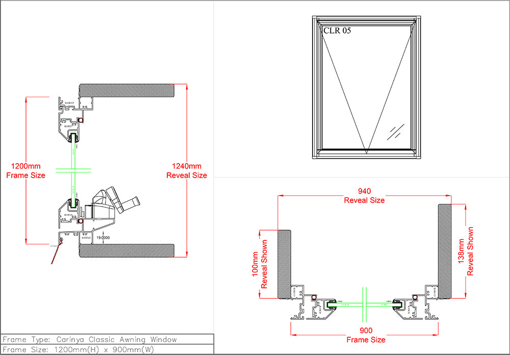 Awning Window H1200 x W900