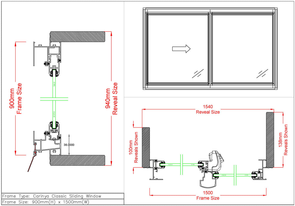 Sliding Window H900 x W1500