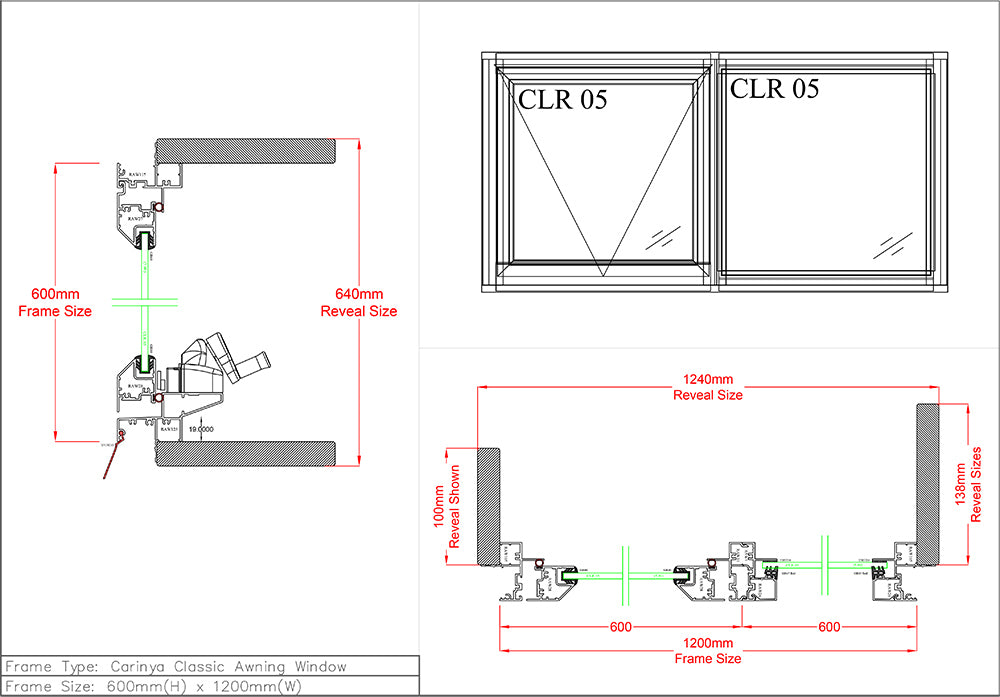 Awning Fixed Window H600 x W1200