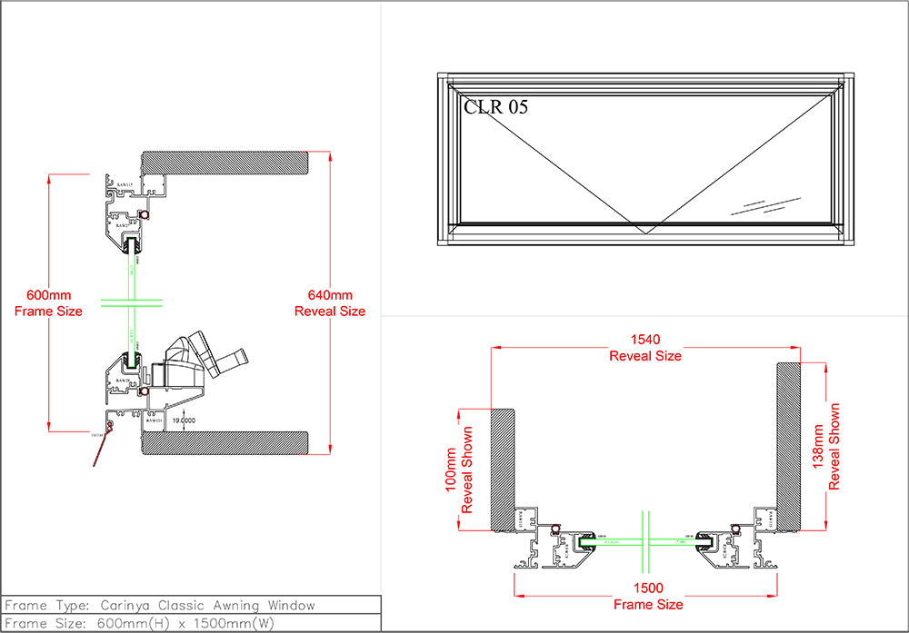 Awning Window H600 x W1500