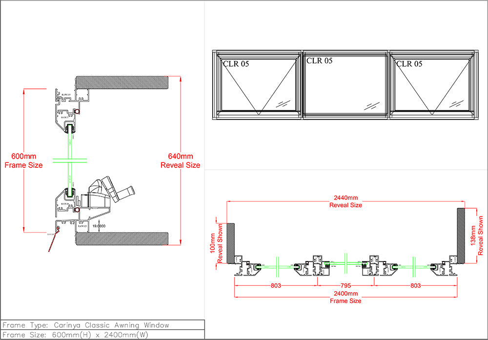 Awning Fixed Awning Window H600 x W2400