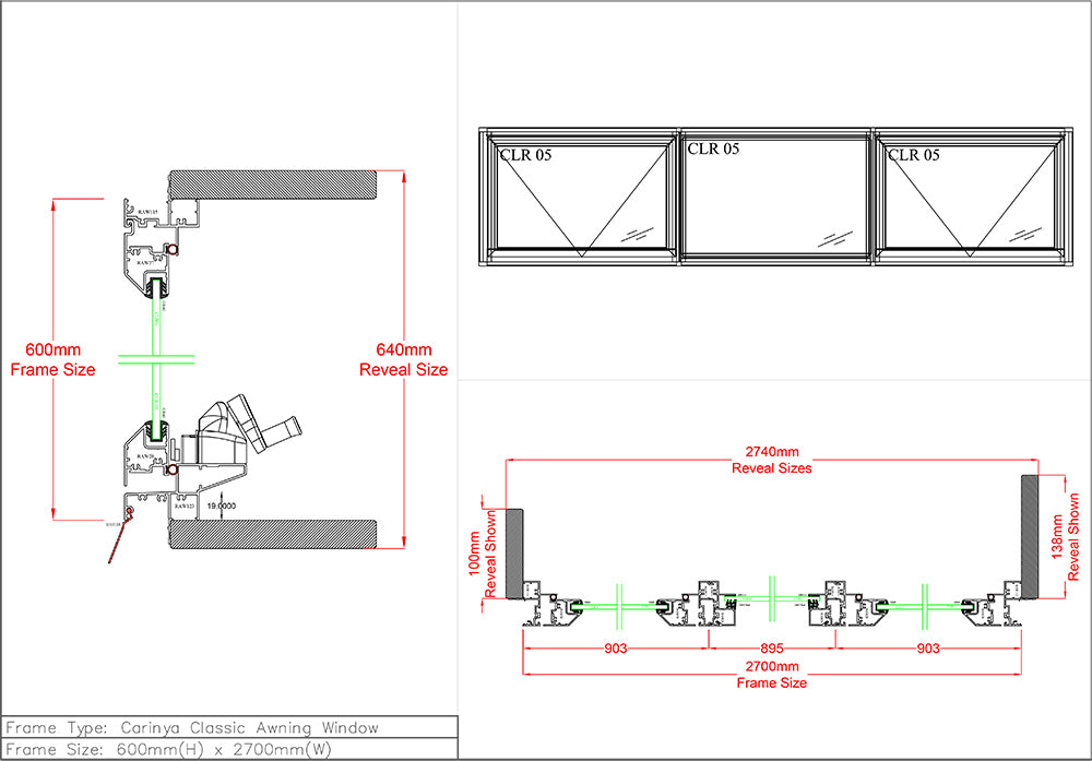 Awning Fixed Awning Window H600 x W2700