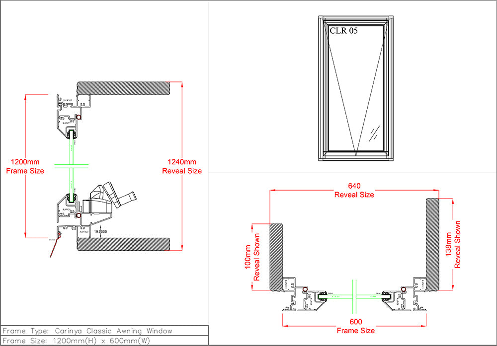 Awning Window H1200 x W600