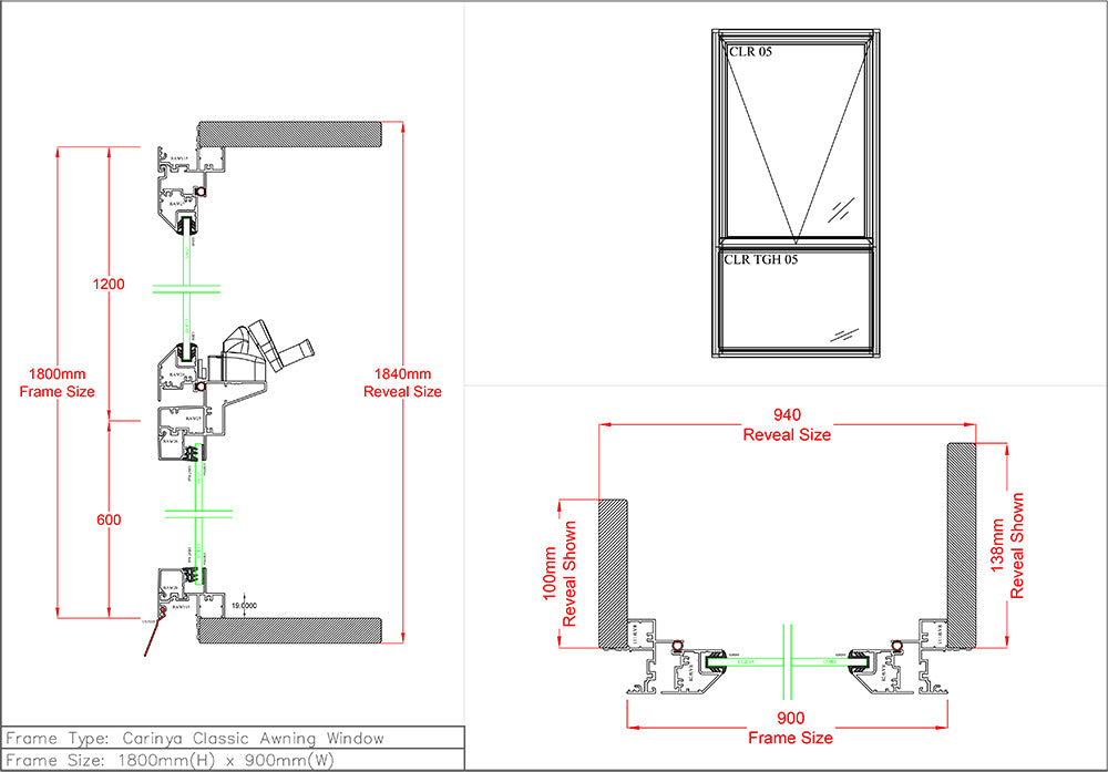 Awning / Fixed Window H1800 x W900