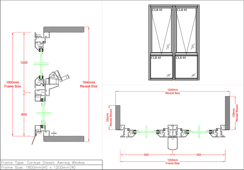 Awning / Awning / Fixed / Fixed Window H1800 x W1200