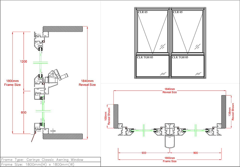 Awning / Awning / Fixed / Fixed Window H1800 x W1800