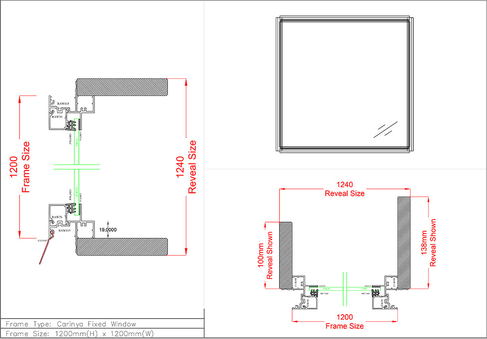 Fixed Window H1200 x W1200