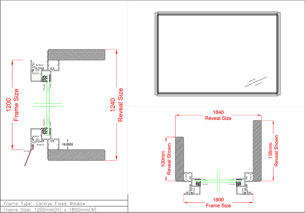Fixed Window H1200 x W1800