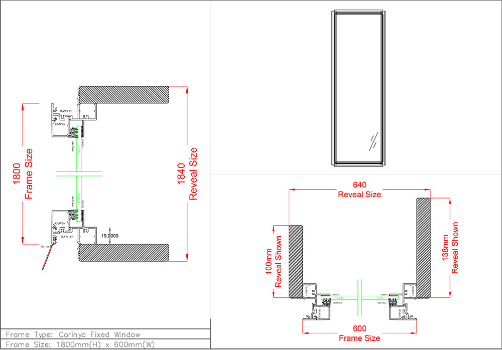 Fixed Window H1800 x W600