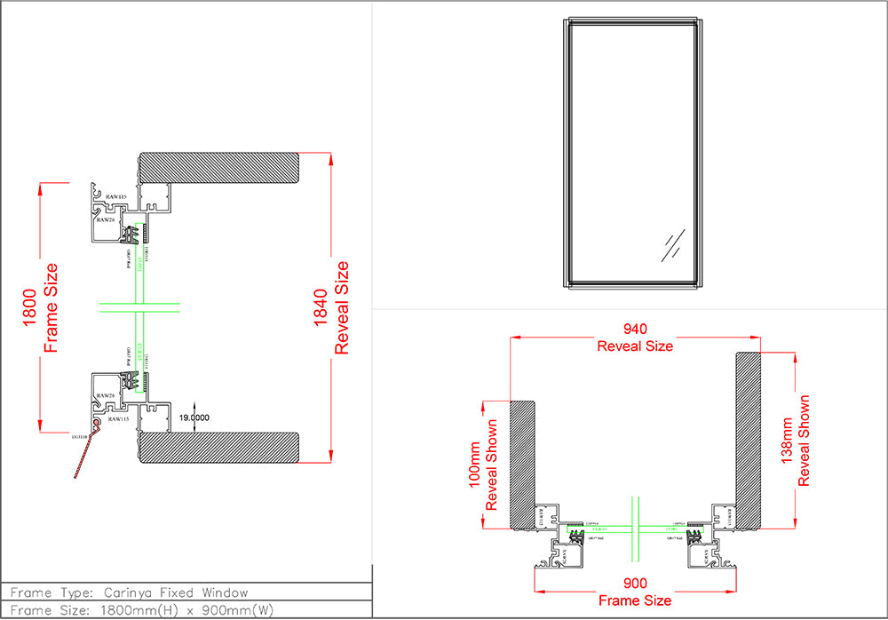 Fixed Window H1800 x W900