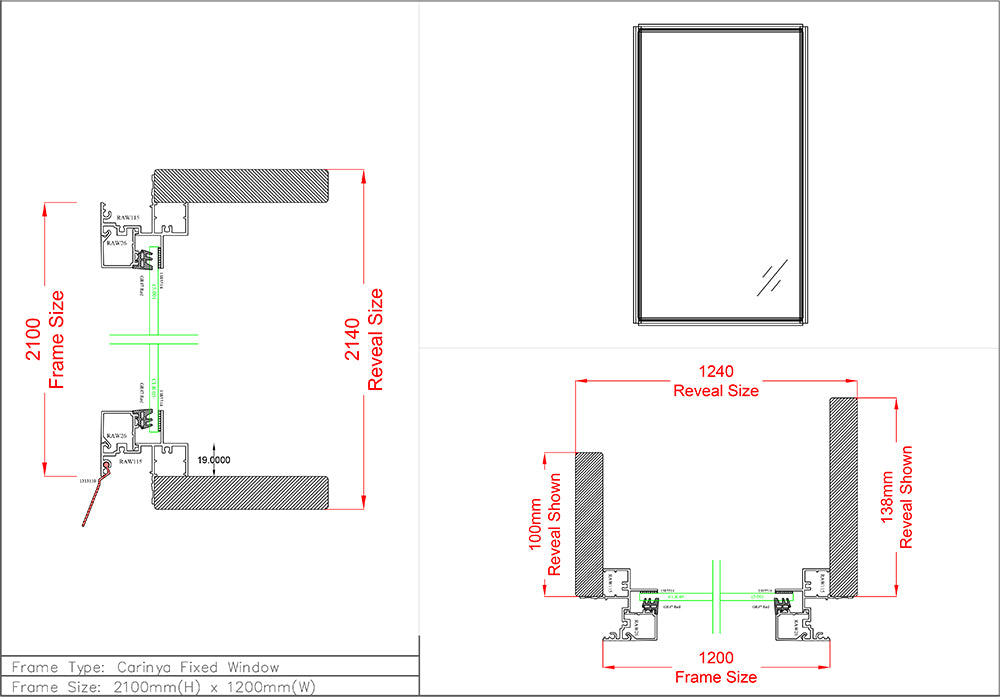 Fixed Window H2100 x W1200