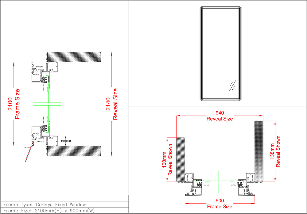 Fixed Window H2100 x W900