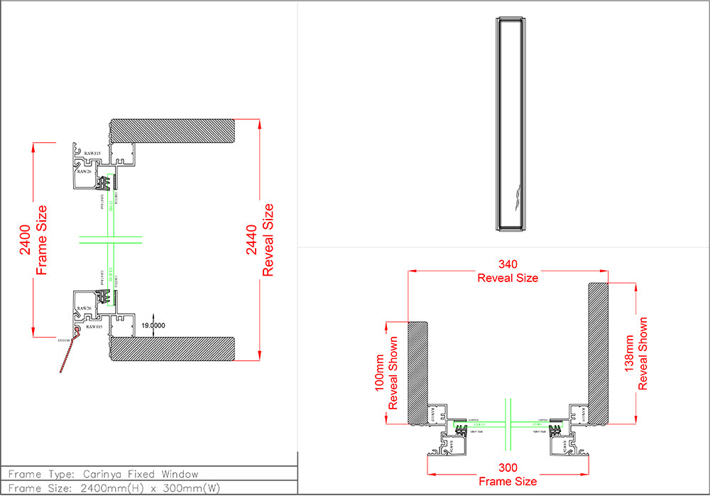 Fixed Window H2400 x W300