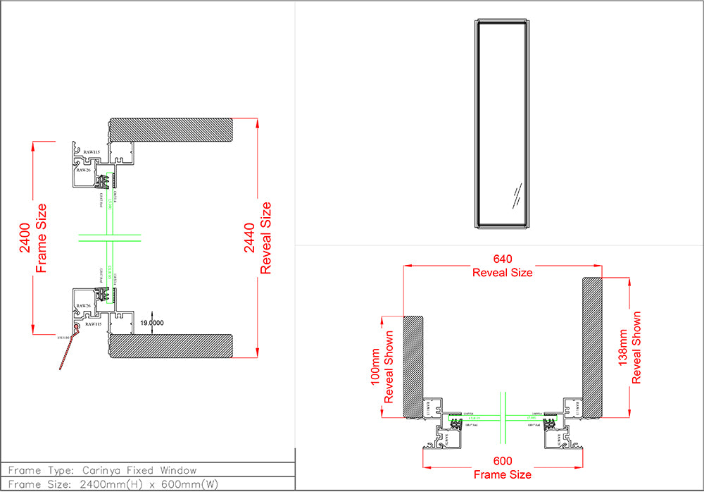 Fixed Window H2400 x W600