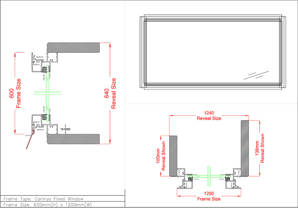 Fixed Window H600 x W1200