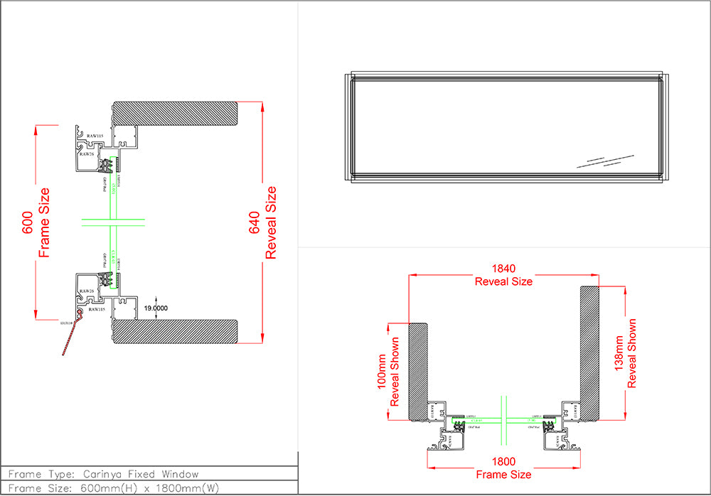 Fixed Window H600 x W1800