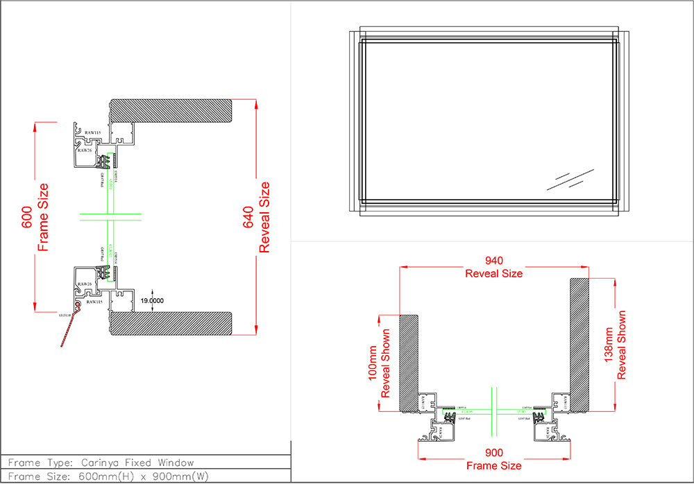 Fixed Window H600 x W900