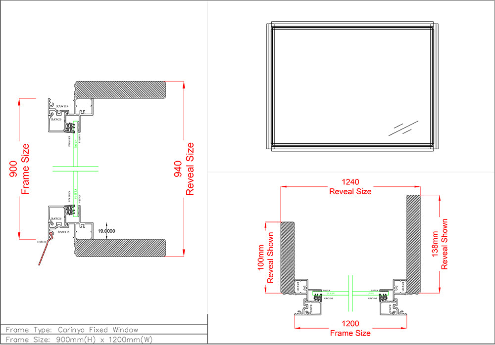 Fixed Window H900 x W1200