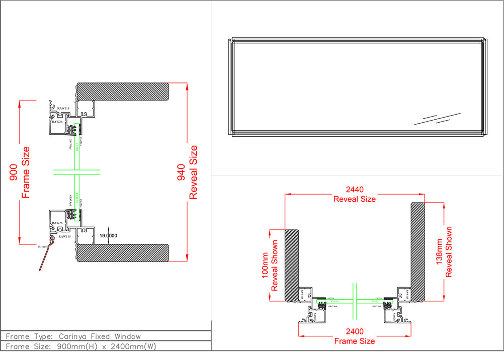 Fixed Window H900 x W2400