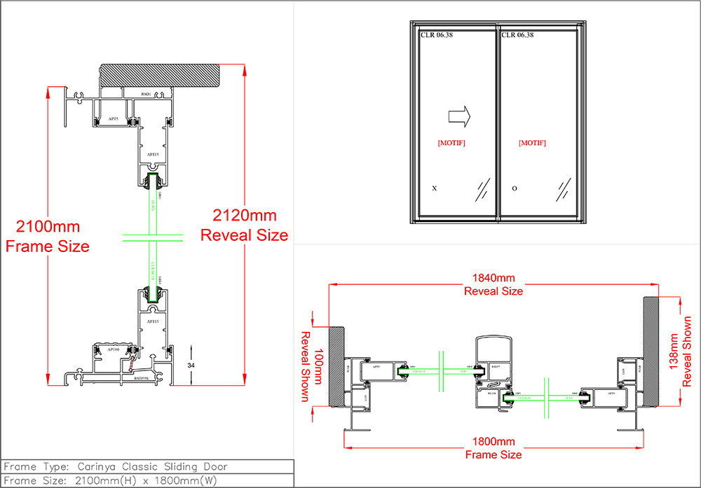 Sliding Door H2100 x W1800 - Two Panel