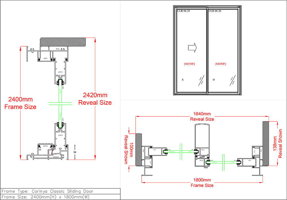 Sliding Door H2400 x W1800 Two Panel