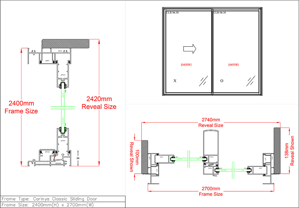 Sliding Door H2400 x W2700 Two Panel