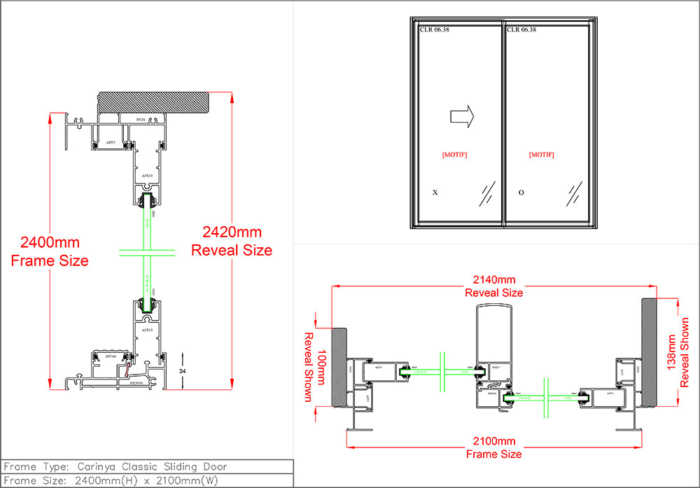 Sliding Door H2400 x W2100 Two Panel