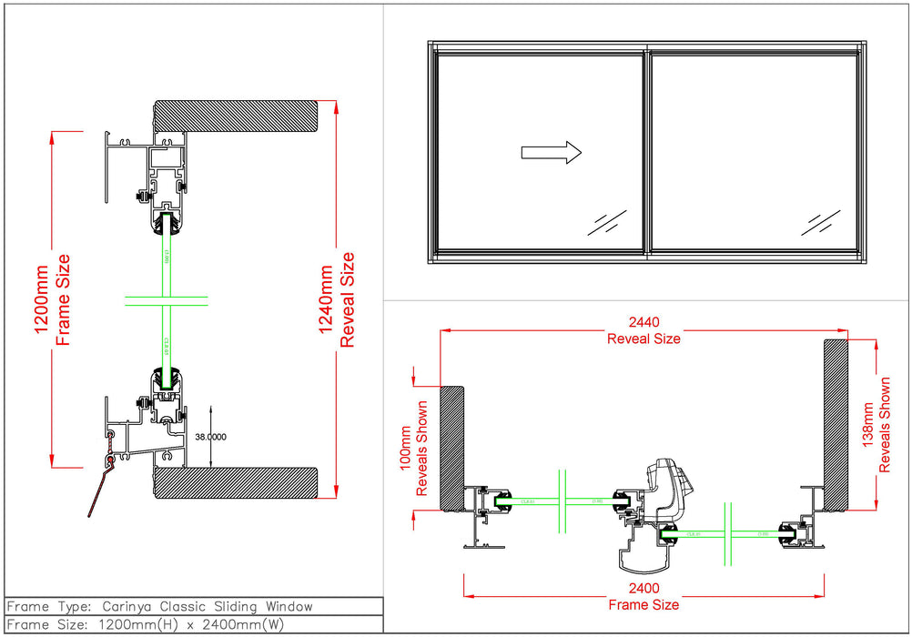 Sliding Window H1200 x W2400