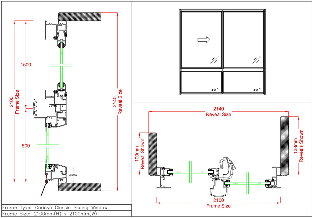 Sliding Window / Fixed Window H2100 x W2100