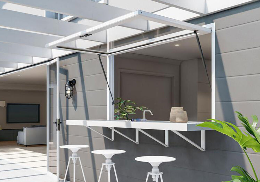 Gas Strut Servery Window Byron, Brisbane, Sunshine Coast, Gold Coast